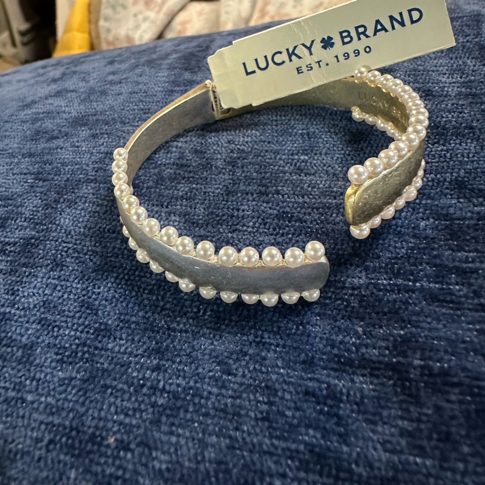 Lucky Brand goldtone /silver Pearl-Embellished Bracelet